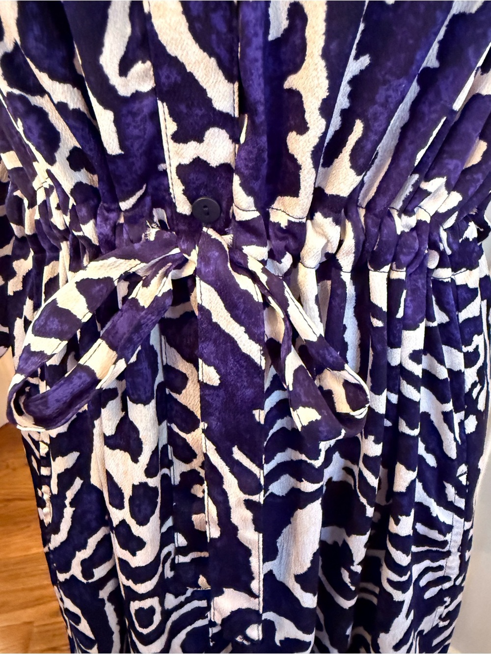 NIC+ZOE Blue & White Print Midi Dress | Size Large | Tie Waist with Pockets - Picture 4 of 11